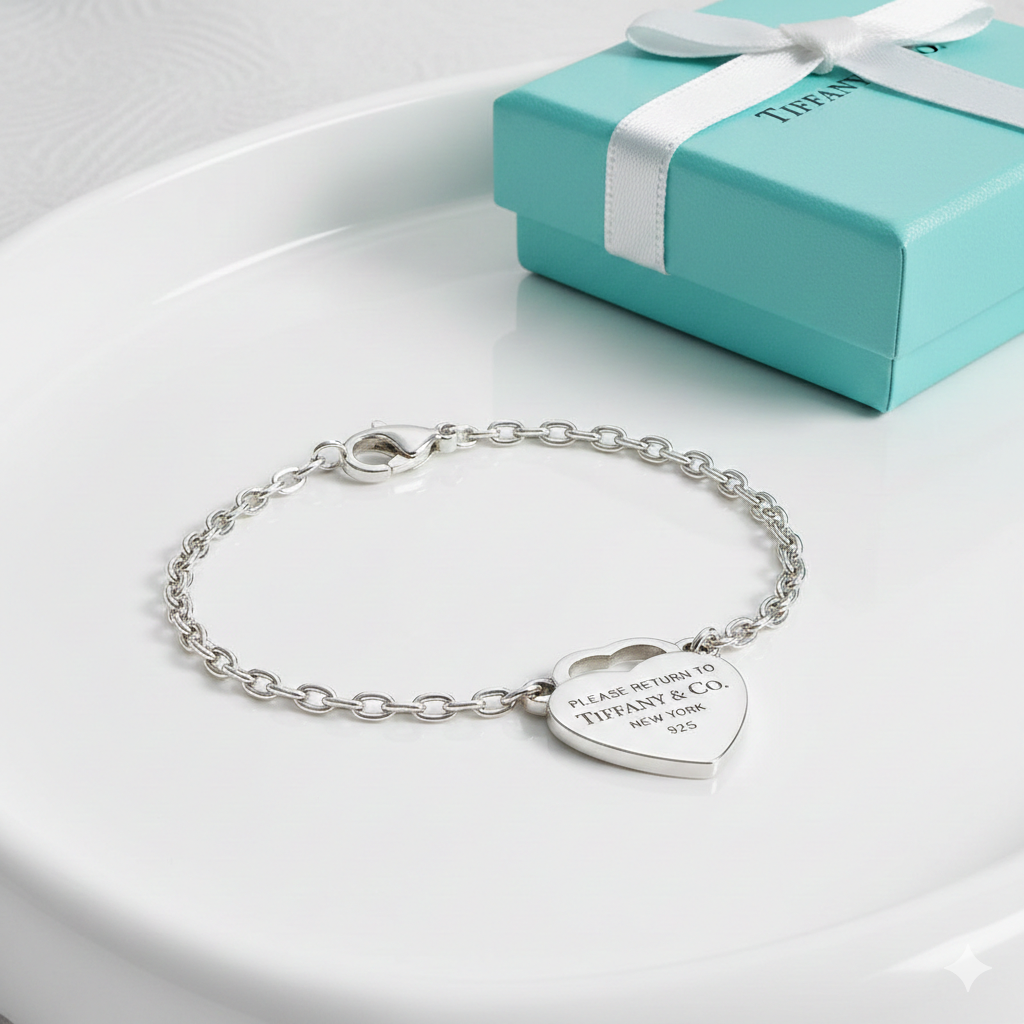925 Sterling Silver Heart Tag Bracelet view 3